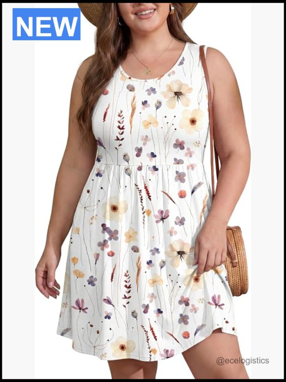 Plus Size A-Line Sleeveless Knee Length T-Shirt Dress with Pockets